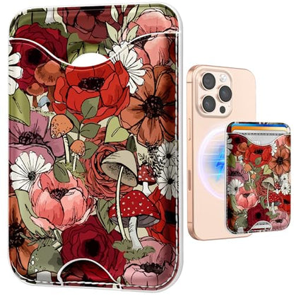 Shorogyt Compatible with Magsafe Wallet for Women, Flower Mushroom - color: Flower Mushroom