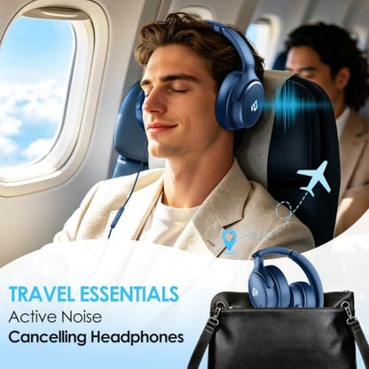 Active Noise Cancelling Headphones USB C Headphones Wired Over Ear-Blue - color: Dark blue