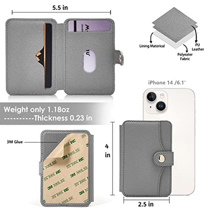 Phone Wallet For Men,Card Holder For Back Of Phone With 1pc Sticky Adhesive - color: Gray