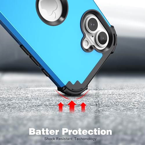 IDweel for iPhone 17 Case with Screen Protector for Women, 3 in 1 Shockproof Slim Fit Hybrid Heavy Duty Hard PC Cover Soft Silicone Bumper Full Body Anti-Fingerprint Case, Sky Blue - color: Sky Blue