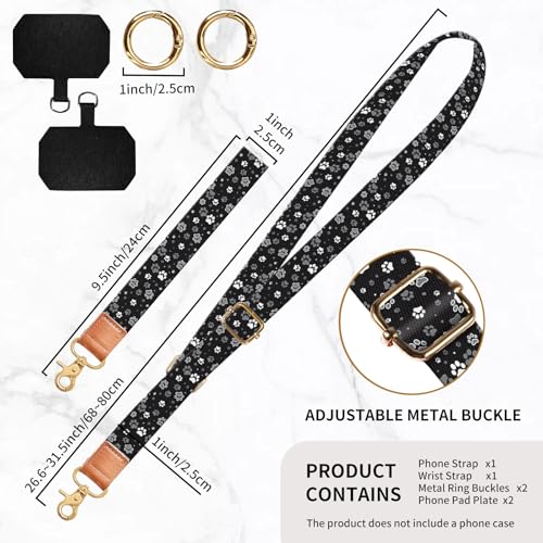 Phone Lanyard Crossbody Wrist Strap, Universal Adjustable Neck Strap for Phone Case Keys ID Badges, Travel Essential - color: Cute Dog Paws