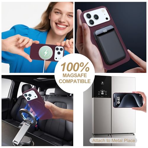 Harryshell Compatible with iPhone 17 Pro Max Case Wallet Multi Zipper Detachable Removable Cover with RFID Blocking Card Slot Holder Mirror Crossbody Strap (Compatible with Magsafe-Quilted Burgundy) - color: Compatible with Magsafe - Quilted Burgundy, siz