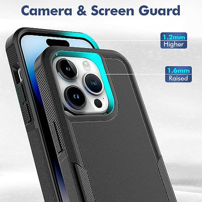 Heavy‑Duty Rugged Anti‑Drop Shockproof Protective Phone Case for iPhone 15 Pro, Durable Protective Shell, Black - color: Black, size: iPhone 15 Pro