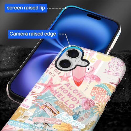 Case Compatible with iPhone 17, Cute Dual Layer Hybrid Phone Cover, Military Grade Drop Protection, Aesthetic Shockproof Phone Case for Women Girls, Pastel Pink Summer Collage - color: Pastel Pink Summer Collage, size: Iphone 17