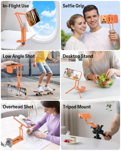 OMOTON TP02-Pro 5 in 1 Magnetic Phone Holder for Vlogging Essentials,Orange - color: 2-Orange