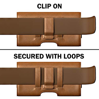 PiTau Holster for iPhone ProMax Plus Models 17 16 15 14 13 12 11 Xs Max - color: Brown, size: Large