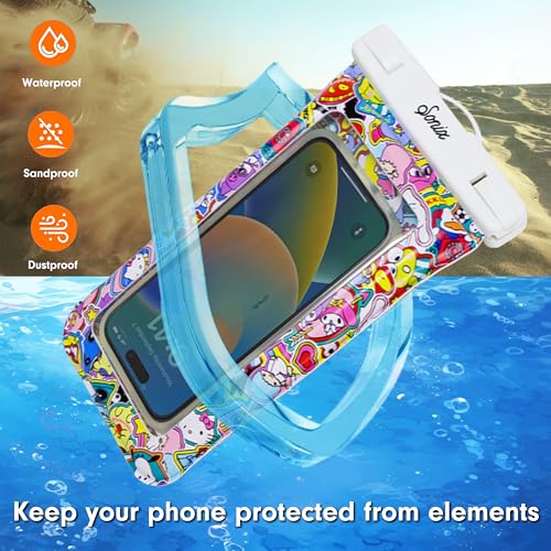Sonix x Sanrio Waterproof Phone Pouch - Floating Phone Case Dry Bag w/Crossbody Lanyard - Beach Cruise Travel Essentials - Compatible w/All Devices, Touchscreen Friendly | Hello Kitty Stickers - color: Hello Kitty and Friends Stickers