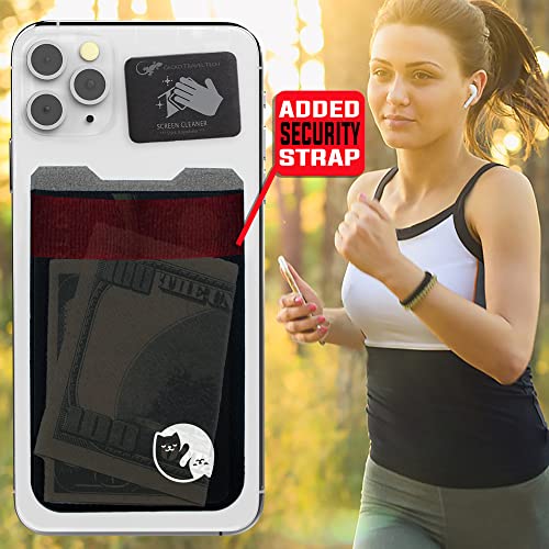 Phone Wallet - Adhesive Card Holder - Cell Phone Pouch - Stick on Lycra Pocket by Gecko - Carry Credit Cards and Cash - color: CAT YINYANG