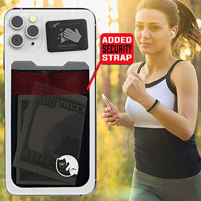 Phone Wallet - Adhesive Card Holder - Cell Phone Pouch - Stick on Lycra Pocket by Gecko - Carry Credit Cards and Cash - color: CAT YINYANG