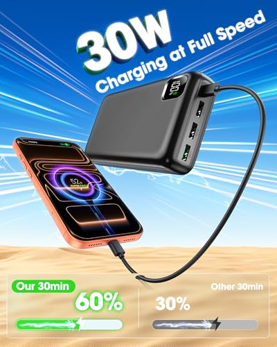 Portable Charger Power Bank 50000mAh Fast Charging Battery Bank - color: Black