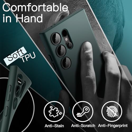 JETech Slim Case for Samsung Galaxy S24 Ultra, Midnight Green | Camera Lens Protection, Soft TPU Design, Matte Finish, Shockproof Protection - color: Midnight Green, size: S24 Ultra