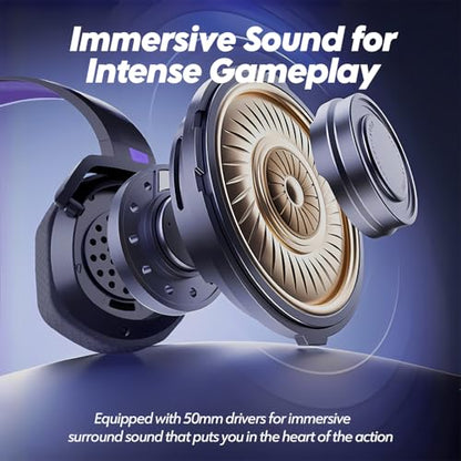 NUBWO Wireless Gaming Headset with Mic for Ps5 Ps4 PC, Zero Interference, 100-Hour Battery All-Day Play, 23ms Sync for Fortnite & Call of Duty/FPS Gamers, Triple Mode All Devices Compatible - Purple - color: Purple