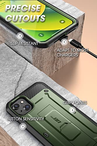 SUPCASE for iPhone 14 Case with Stand & Belt-Clip (Unicorn Beetle Pro), [Built-in Screen Protector] [Military-Grade Drop Protection] Heavy Duty Rugged Phone Case for iPhone 14 / iPhone 13, Guldan | Built-in Kickstand, 360° Rotating Belt Clip, Full-Body Ru