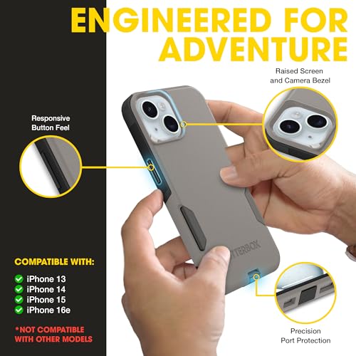 OtterBox iPhone 17e, 16e, 15, 14, 13 Commuter Series Case - Grey & Black | 3X Military Drop Protection - Slim - Dual-Layer Shockproof Design - Pocket-Friendly - Raised Edges - Port Covers - color: Grey