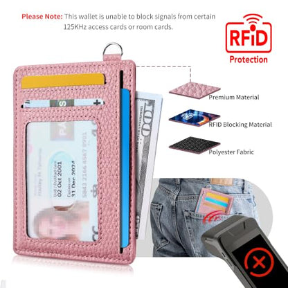 Mayski Slim Wallet, Credit Card Holder for Women, Minimalist Front Pocket RFID Blocking Card Cases, Small Wallet Women Men(Litchi Pink) - color: Litchi Pink
