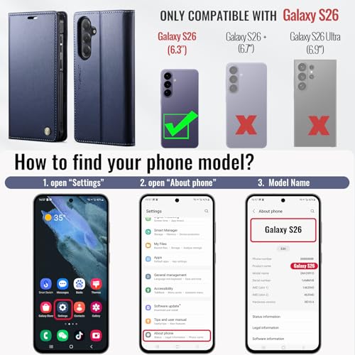 for Samsung Galaxy S26 5G 2in1 Detachable Wallet Case, Deep Blue - color: (Detachable 2 in 1)-Deep Blue, size: Galaxy S26