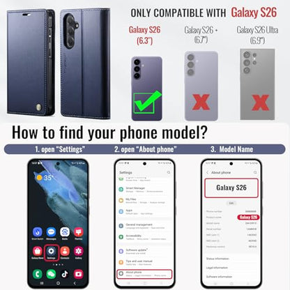 for Samsung Galaxy S26 5G 2in1 Detachable Wallet Case, Deep Blue - color: (Detachable 2 in 1)-Deep Blue, size: Galaxy S26