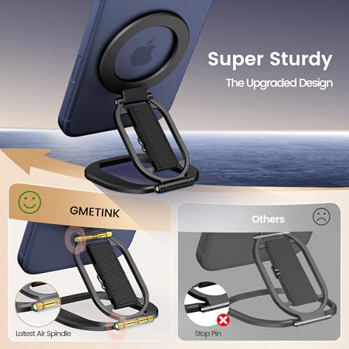 Foldable Double Sided Magnetic Phone Grip Kickstand for Magsafe - color: Black