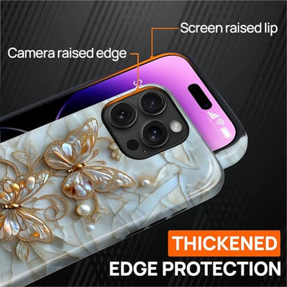 Magnetic for iPhone 14 Pro Max Case,[Compatible with Magsafe] Dual Layer Protective Heavy Duty Shockproof Rugged Drop Protection Bumper Hybrid Case - Stained Glass Butterflies - color: Stained Glass Butterflies, size: iPhone 14 Pro Max