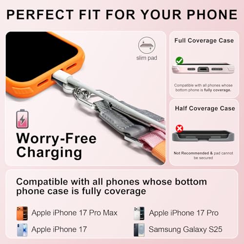 Phone Lanyard Crossbody, Adjustable Ergonomic Shoulder Phone Strap - color: Pink