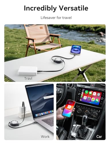 Retractable USB C to USB C Cable,100W Fast Charging Cord，4 Ft, 2Packs