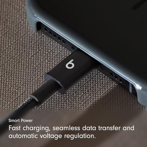 Beats USB-A to USB-C Woven Cable Fast Charging Durable and Tangle-Free Design Compatible Charger for Apple & Android Devices (1.5 m, 5 ft) - Bolt Black - color: Bolt Black, size: 5 ft, style: USB-A to USB-C