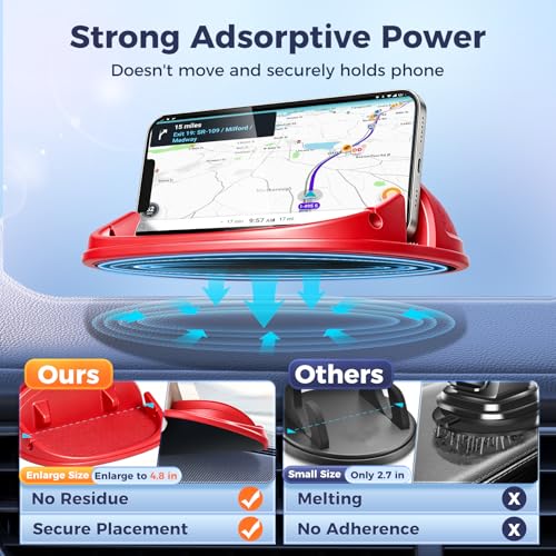 Loncaster Car Phone Holder, Car Phone Mount Silicone Car Pad Mat for Various Dashboards, Slip Free Desk Phone Stand Compatible with iPhone, Samsung, Android Smartphones, GPS Devices and More (Red) - color: Red-1pack