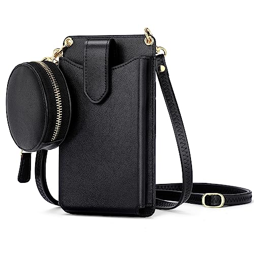 Peacocktion Small Crossbody Cell Phone Purse for Women, Lightweight Mini Small Crossbody Bags for Women with Card Slots - color: 13-black