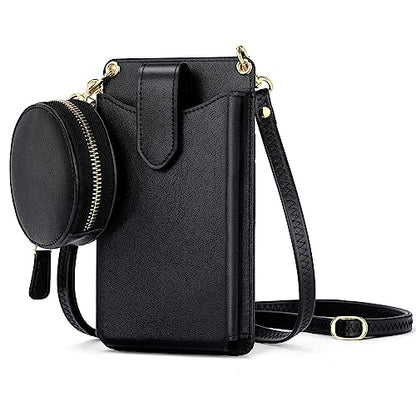 Peacocktion Small Crossbody Cell Phone Purse for Women, Lightweight Mini Small Crossbody Bags for Women with Card Slots - color: 13-black