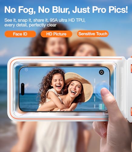 TORRAS IPX8 Waterproof Phone Pouch Floating, Underwater Touch Screen, White | Waterproof Phone Case with Lanyard, Universal Dry Bag, Fits iPhone & Samsung, Snorkeling, Beach, Cruise, Travel, 7.0 Inch - color: 1 Pack-White