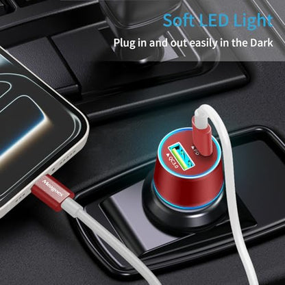 67.5W Red Car Charger USB C Super Fast for iPhone 18 Pro Max/17/Android - color: Red, size: 3.3 ft