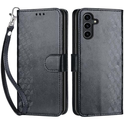 Wallet Case for Samsung Galaxy S24 Plus 6.7 inch, Black Cube | Women Flip Folio Cover, Embossed PU Leather, Stand, Credit Card Holders Slots, Wrist Strap - color: 1