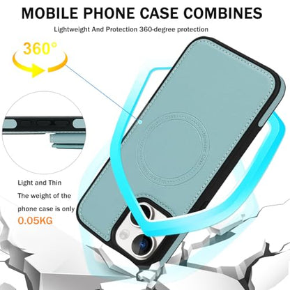 for iPhone 14 Wallet Case, 2-in-1 Detachable Phone Case, Card Holder RFID Blocking, Fashionable Faux Leather Card Slot & Folding Design (Blue 6.1'') - color: Blue, size: iPhone 14