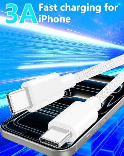 USB C to USB C Cable, 5Pack [3/3/6/6/10FT] iPhone 17 Fast Charger - color: White [3/3/6/6/10FT]