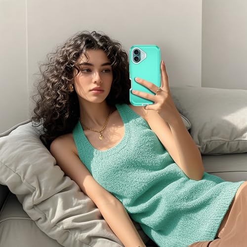 for iPhone 16 Case Heavy Duty Protective Shockproof Dropproof 3-Layer Full Body Protection [Without Screen Protector] Tough Rugged Cover for Apple iPhone 16 6.1 inch 2024,Teal/White - color: Teal/White
