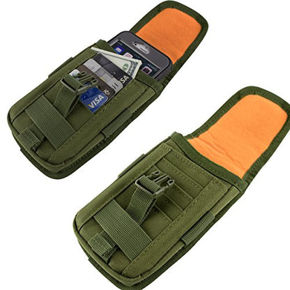 Tactical Phone Holster Pouch Case, Molle Gadget Bag Molle Attachment Belt Holder Waist Bag for 4.7"-6.9" with US Flag Patch for iPhone 18 Pro Max/17 Pro/16 Pro/15 Pro - color: Green