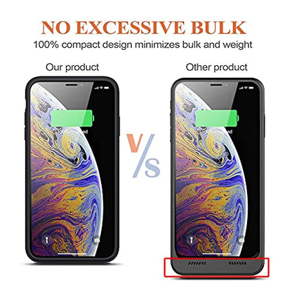 Battery Case for iPhone Xs Max, 10000mAh Slim Portable Protective Charging Case Compatible with XS Max (6.5 inch) with Carplay Extended Rechargeable Extended Battery Pack Charger Case (Black)