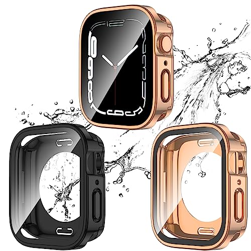 2-Pack Waterproof Case for 40mm Apple Watch SE 3/2/1 Series 6/5/4 - color: Black/Rose Gold, size: 40mm(SE3/SE2/SE/6/5/4)