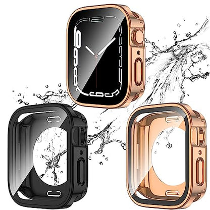 2-Pack Waterproof Case for 40mm Apple Watch SE 3/2/1 Series 6/5/4 - color: Black/Rose Gold, size: 40mm(SE3/SE2/SE/6/5/4)