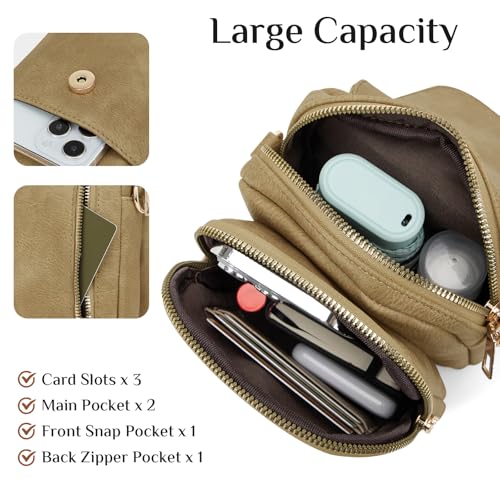 Fashion Small Crossbody Bags for Women Trendy Designer Cell Phone Purses | Adjustable Straps,with Card Holder,Detachable Wristlet Strap,small Cross Body Bag for Woman,Mini Bags,Travel Purse,Work,Gym - color: Huashan Apricot