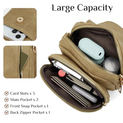 Fashion Small Crossbody Bags for Women Trendy Designer Cell Phone Purses | Adjustable Straps,with Card Holder,Detachable Wristlet Strap,small Cross Body Bag for Woman,Mini Bags,Travel Purse,Work,Gym - color: Huashan Apricot
