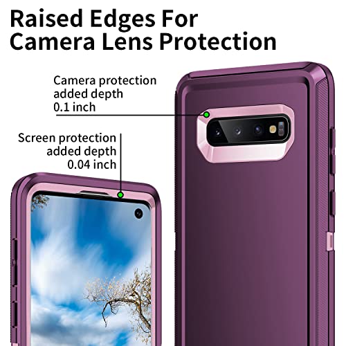 for Galaxy S10 Case,[Without Screen Protector] Heavy Duty Shockproof Dust/Drop Poof 3 Layers Full Bady Protection Rugged Cover Case for Galaxy S10,Purple/Pink - color: Purple/ Pink