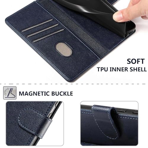 for Galaxy A17/A16 5G Phone Case Wallet RFID Blocking (Blue) | Premium PU leather, card holder/cash slots, protective flip cover for Samsung Galaxy A17/A16, magnetic closure, kickstand - color: Blue