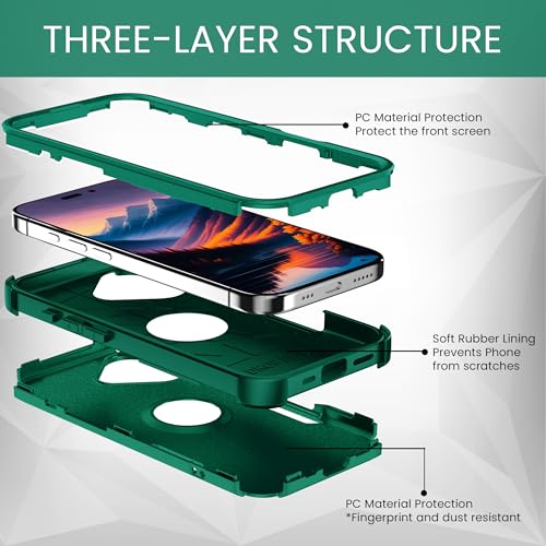 MXX for iPhone 17 Case, Heavy Duty 3 in 1 Wing Design Protective Cover with MagSafe, Phone Case 2025 (Green) - color: Green, size: iPhone 17