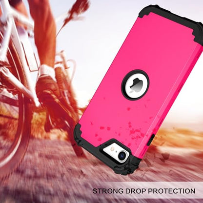 BENTOBEN for iPhone SE 2022 Case and iPhone SE 2020 Case, Heavy Duty 3 in 1 Full Body Rugged Shockproof Hybrid Hard PC Soft Rubber Case for iPhone SE 3rd/2nd Gen, Hot Pink/Black Design - color: Black/Hot Pink