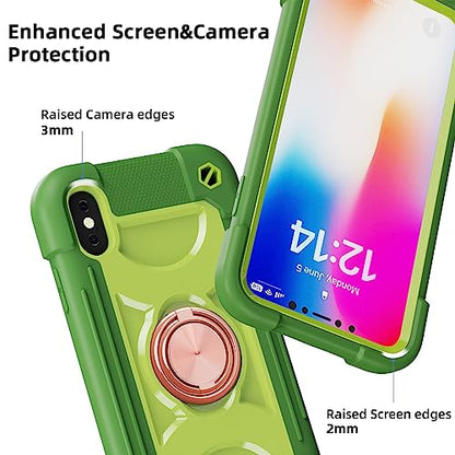 MARKILL Compatible with iPhone X/iPhone Xs Case 5.8 Inch with Ring Stand, Heavy-Duty Military Grade Shockproof Phone Cover for iPhone X/XS. Avocado - color: Avocado, size: iPhone X/iPhone XS 5.8"