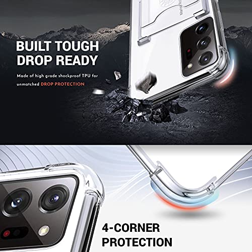 Shields Up for Samsung Galaxy Note 20 Ultra Case with Card Holder, Clear | Minimalist Wallet Case, 3 Card Slots, 360° Rotation Ring Stand/Kickstand, [Drop Protection] Slim Protective Cover - size: Galaxy Note 20 Ultra