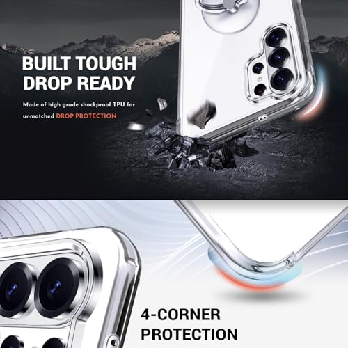Silverback for Samsung Galaxy S26 Ultra Case Clear with Ring Kickstand, Protective Soft TPU Shock -Absorbing Bumper Shockproof Phone Case for Galaxy S26 Ultra -Clear - size: Galaxy S26 Ultra