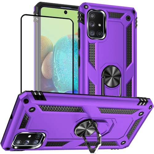 Samsung A71 5G Case, A71 5G Phone Case with Screen Protector, Military Grade Protective Cases with Ring for Samsung Galaxy A71 5G (Purple) - color: Samsung Galaxy A71 5G Case Purple