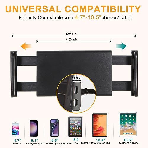 ZUYEE Gooseneck Tablet Mount Holder for Bed 4-10.5" Devices iPad Clamp Stand Kindle Holder Flexible 30 inch Arm Clip for iPhone iPad Air Mini Galaxy Tabs Kindle Fire Switch Cell Phone Black